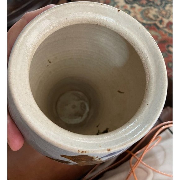 Studio Art Pottery Ceramic Flower VASE Bamboo Motif - Picture 3 of 5